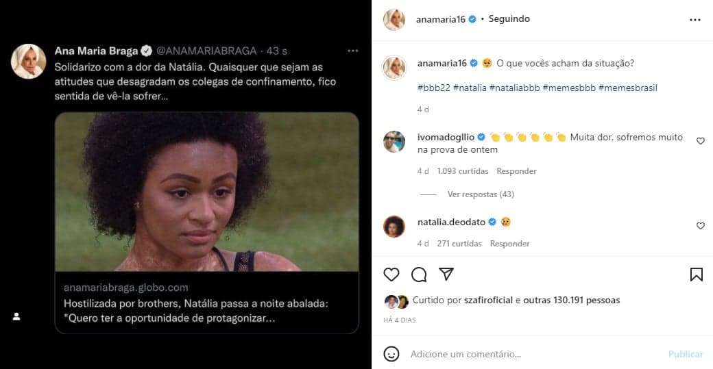 Ana Maria Braga fala de sofrimento no BBB22 (Foto: Reprodução)