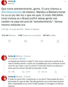Anitta se posicionou contrária a permanência de Rodrigo no BBB22 (Foto: Reprodução / Twitter)