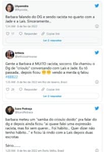 Web reagiu ao ataque racismo de Bárbara no BBB22 (Foto: Reprodução / Twitter)