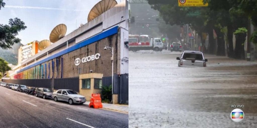 Enchente invade estúdios da Globo, diretor manda derrubar programação e cenas causam espanto: "Catástrofe"