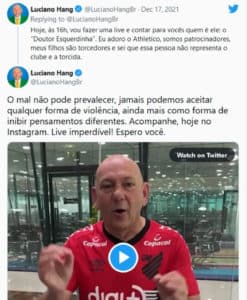 Luciano Hang se pronunciou em seu Twitter sobre a agressão (Foto: Reprodução / Twitter) Luciano Hang se pronunciou em seu Twitter sobre a agressão (Foto: Reprodução / Twitter)