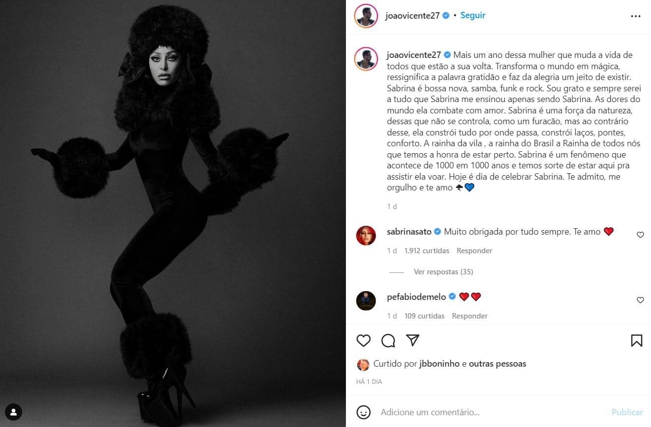 Mensagens diferenciadas para Sabrina chamaram a atenção Mensagens diferenciadas para Sabrina chamaram a atenção