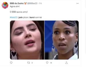 Internautas falam sobre Jade Picon e Karol Conká (Foto: Reprodução / Twitter)