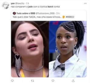 Fãs do BBB22 falam sobre Jade Picon e Karol Conká (Foto: Reprodução / Twitter)