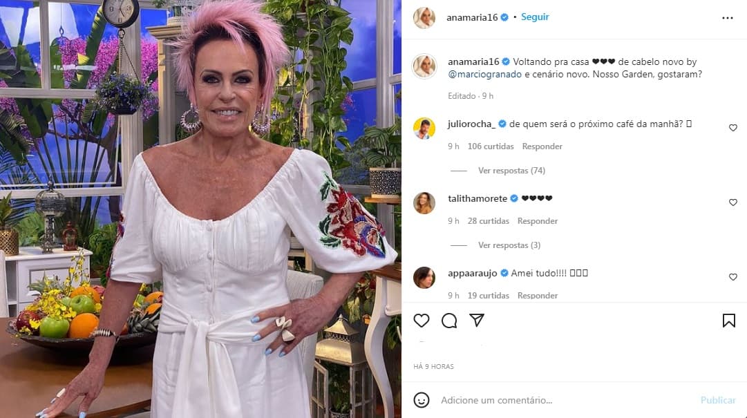 Ana Maria Braga volta com visual e choca fãs (Reprodução: Instagram) Ana Maria Braga volta com visual e choca fãs (Reprodução: Instagram)