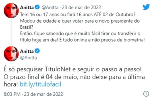 Anitta faz graça e incentiva mudança do presidente da república Anitta faz graça e incentiva mudança do presidente da república