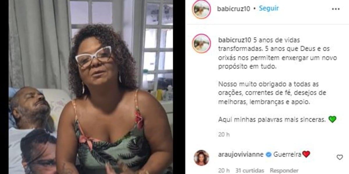 Babi Cruz homenageou Arlindo Cruz (Foto: Reprodução/Instagram) Babi Cruz homenageou Arlindo Cruz (Foto: Reprodução/Instagram)