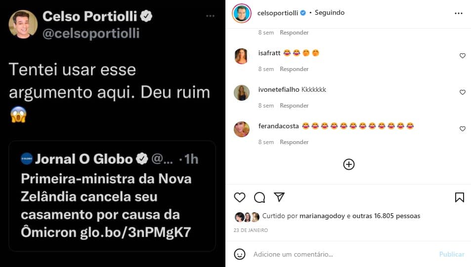 Celso Portiolli brinca com esposa (Foto: Reprodução)
