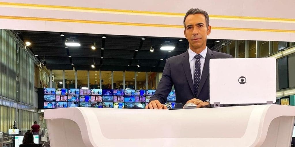 César Tralli é traído na Globo, se desespera com falha técnica no JH e câmeras são derrubadas às pressas