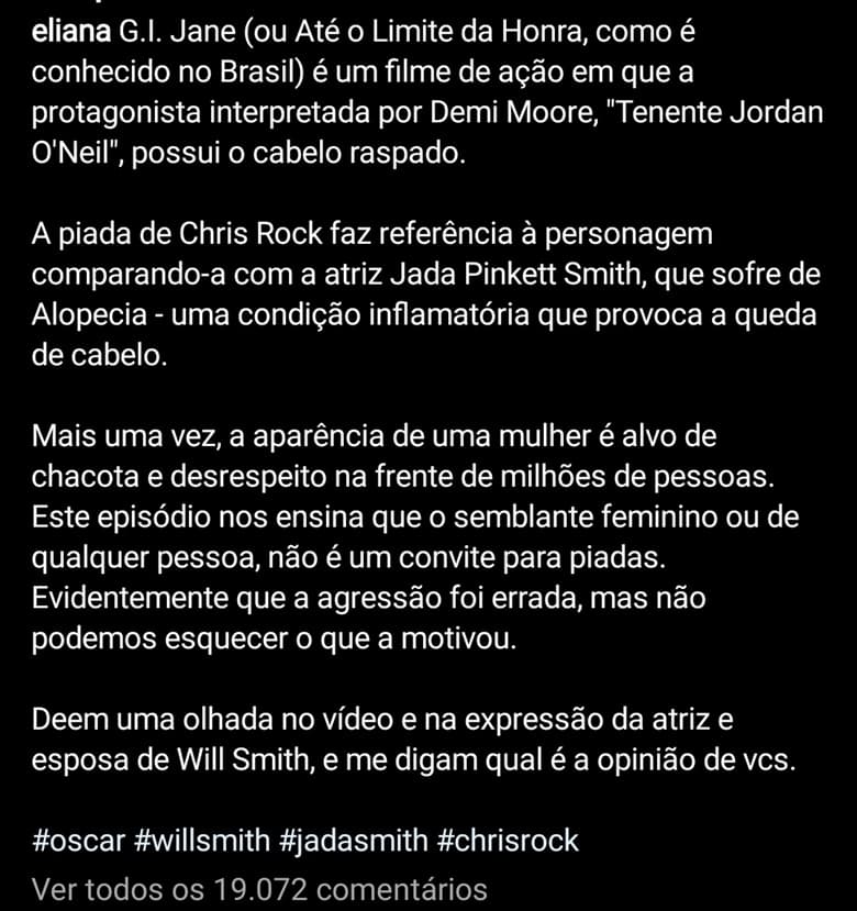 Eliana publica vídeo nas redes sociais e escreve textão