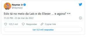 Neymar Jr é um dos famosos que mais gosta de fazer meme com a participante do BBB22 (Foto: Reprodução / Twitter)