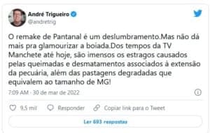 Jornalista da Globo criticou a novela das nove (Foto: Reprodução / Twitter)