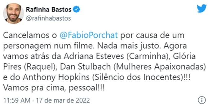 Rafinha Bastos debocha da situação de Fábio Porchat e defende com ironia o amigo Rafinha Bastos debocha da situação de Fábio Porchat e defende com ironia o amigo