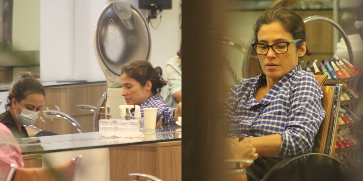 Renata Vasconcellos em salão de beleza na zona sul do Rio (Foto: AgNews)