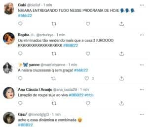 Internautas se divertem com lavação de roupa suja dos eliminados do BBB22 (Foto: Reprodução / Twitter) Internautas se divertem com lavação de roupa suja dos eliminados do BBB22 (Foto: Reprodução / Twitter)