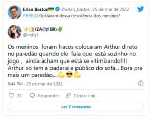 Web reprovou vitória de Lina como líder do BBB22 (Foto: Reprodução / Twitter) Web reprovou vitória de Lina como líder do BBB22 (Foto: Reprodução / Twitter)