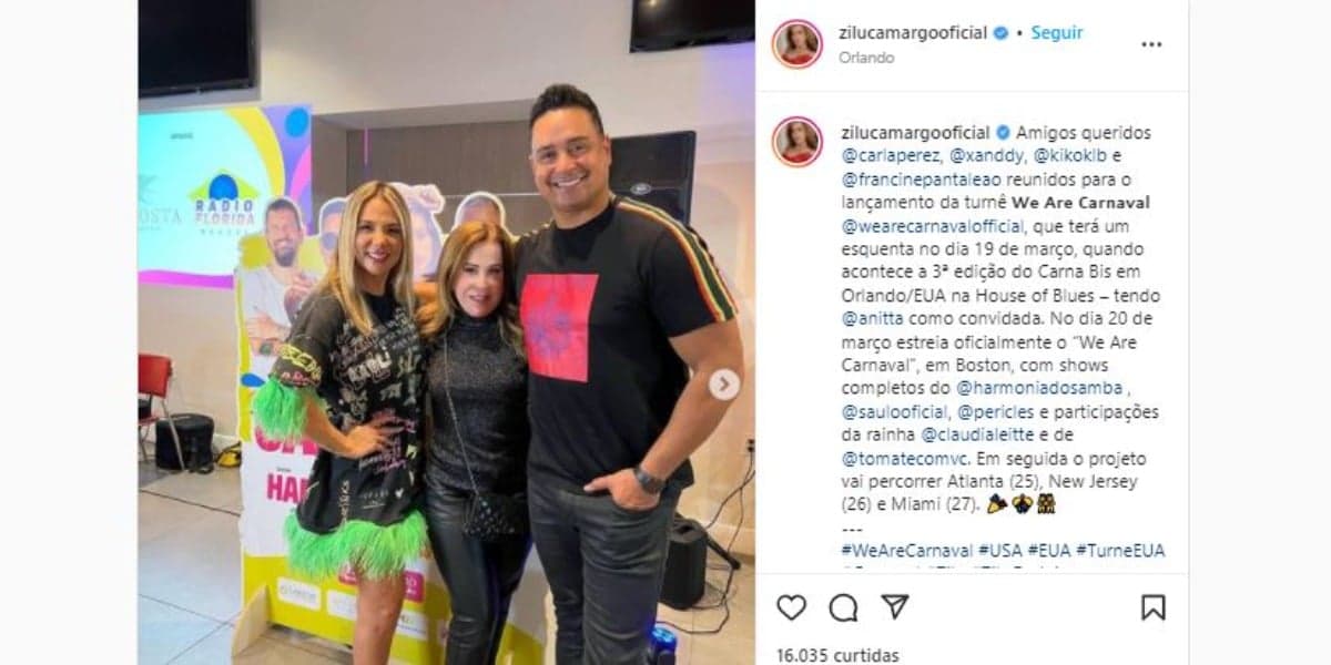 Zilu com Xanddy e Carla Perez (Foto: Reprodução/Instagram) Zilu com Xanddy e Carla Perez (Foto: Reprodução/Instagram)