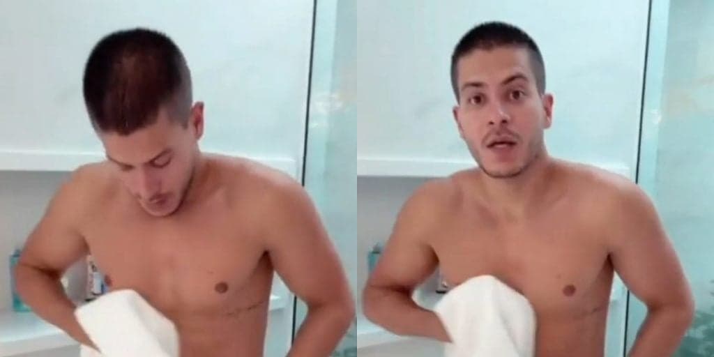 Maíra Cardi grava Arthur Aguiar, flagra no banho vaza e ele mostra demais: "Calma"