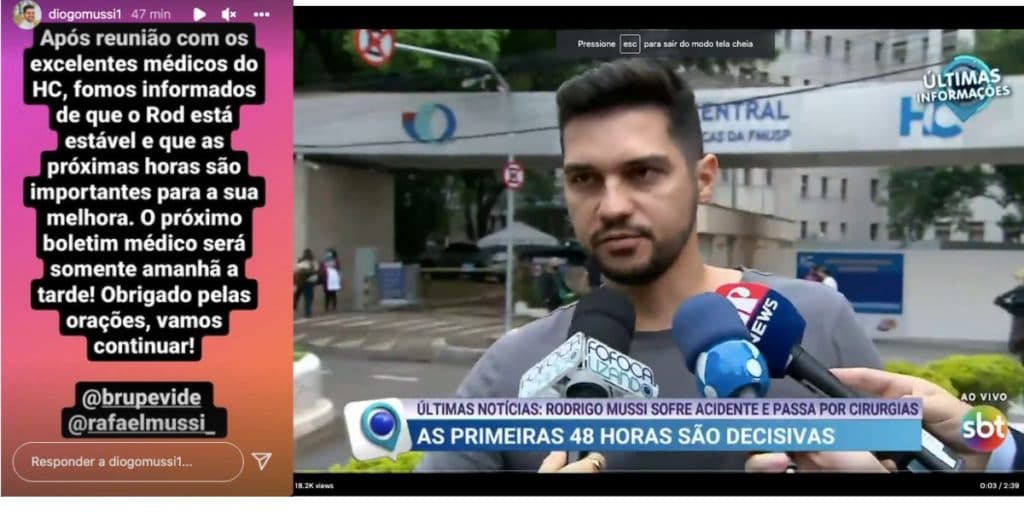 Irmão de Rodrigo Mussi faz revelação chocante e diz que o ex-BBB tem 48h importantes de vida