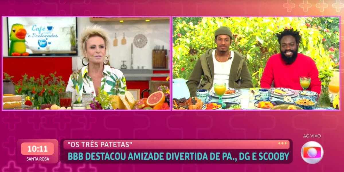 Ana Maria Braga entrevistou P.A. e DG, do "BBB22" (Foto: Reprodução/TV Globo) Ana Maria Braga entrevistou P.A. e DG, do "BBB22" (Foto: Reprodução/TV Globo)