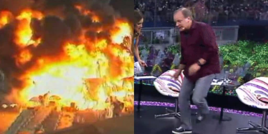 Globo escandaliza com incêndio ao vivo no Carnaval e atriz famosa despenca do alto de carro: "Fraturas"
