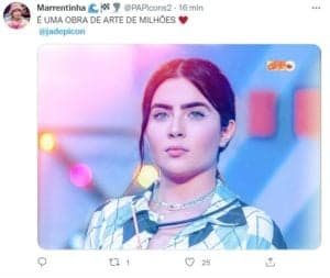 Mesmo eliminada há um mês, web não esquece de Jade Picon no BBB22 (Foto: Reprodução / Twitter)