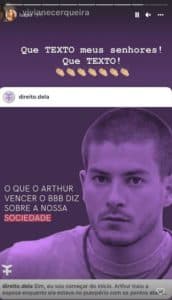Perfil do Instagram detonando Arthur Aguiar do BBB22 é compartilhado por Luana Piovani (Foto: Reprodução / Instagram)