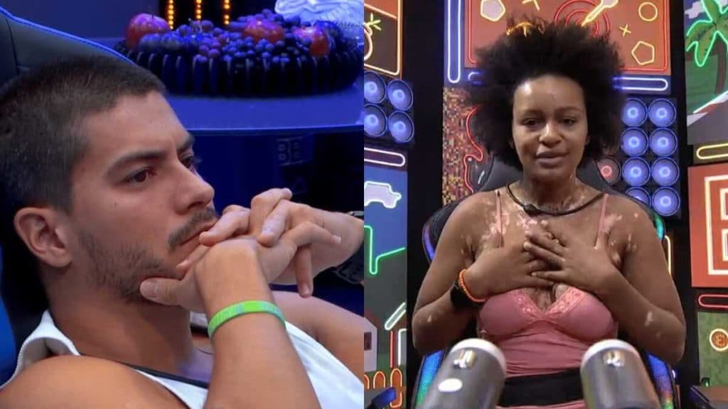 BBB22: Sem saber de falsa eliminação, Natália provoca Arthur Aguiar no Raio-X: "Luz e sucesso"