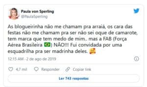 Campeã da edição, Paula foi cancelada no BBB19 (Foto: Reprodução / Twitter)