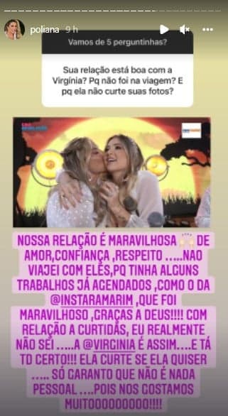 Poliana Rocha falou da relação com Virgínia Fonseca (Foto: Reprodução)