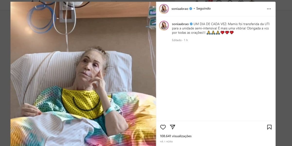 "Um dia de cada vez" diz Sonia Abrão, após expor luta em hospital, UTI e textão comovente "Um dia de cada vez" diz Sonia Abrão, após expor luta em hospital, UTI e textão comovente