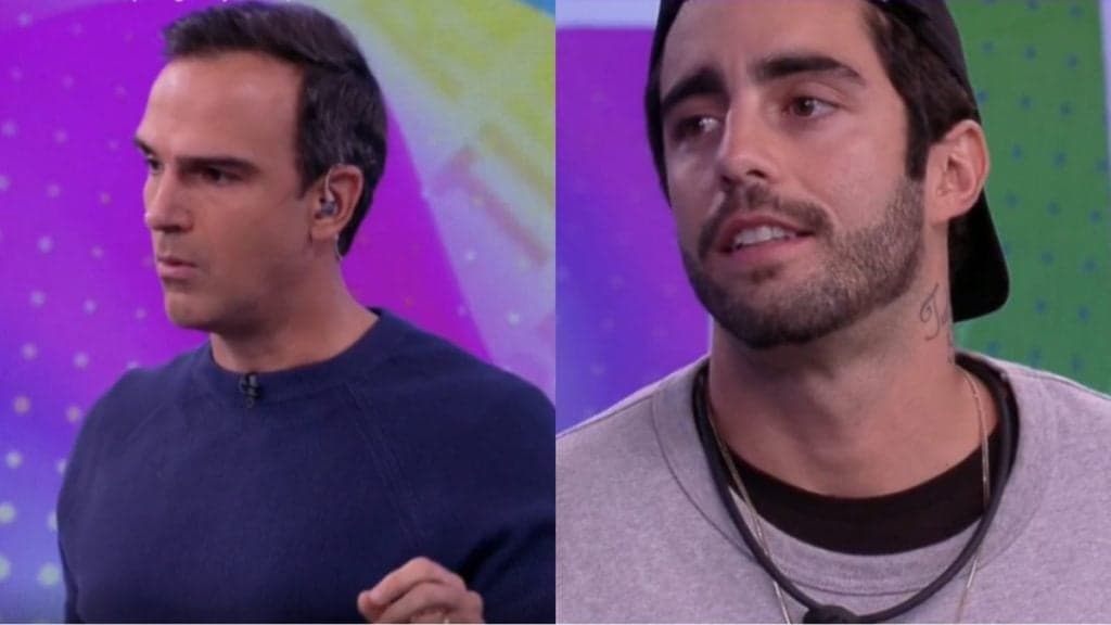 Scooby quebra protocolo, abraça Tadeu Schmidt ao vivo, apresentador tira sarro e imita 'travada' no BBB22