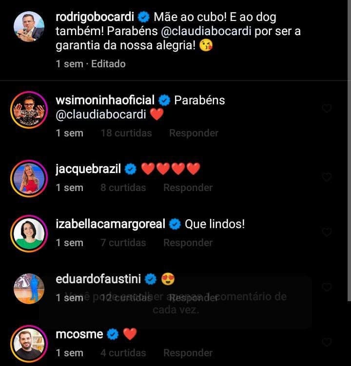 Comentários de colegas de profissão famosos (Foto: Reprodução/ Instagram) Comentários de colegas de profissão famosos (Foto: Reprodução/ Instagram)