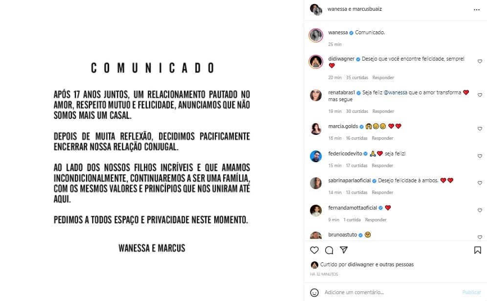 Wanessa anunciou separação com Marcus Buaiz Wanessa anunciou separação com Marcus Buaiz