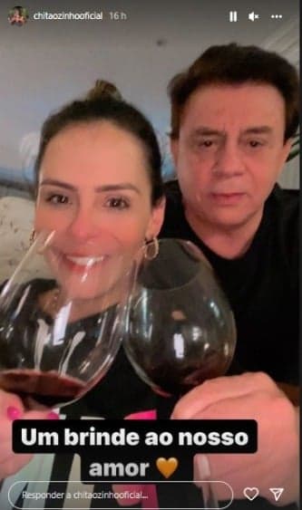 Chitãozinho ao lado de Adriana Lima, fruto do primeiro casamento do cantor- Foto: Reprodução/Instagram 
