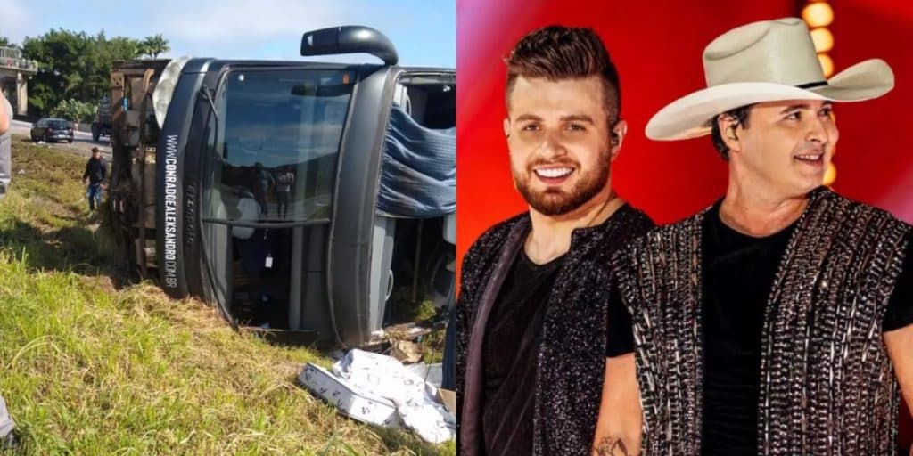 URGENTE: Ônibus da dupla Conrado e Aleksandro sofre acidente e deixa cinco mortos; cantores estavam no veículo