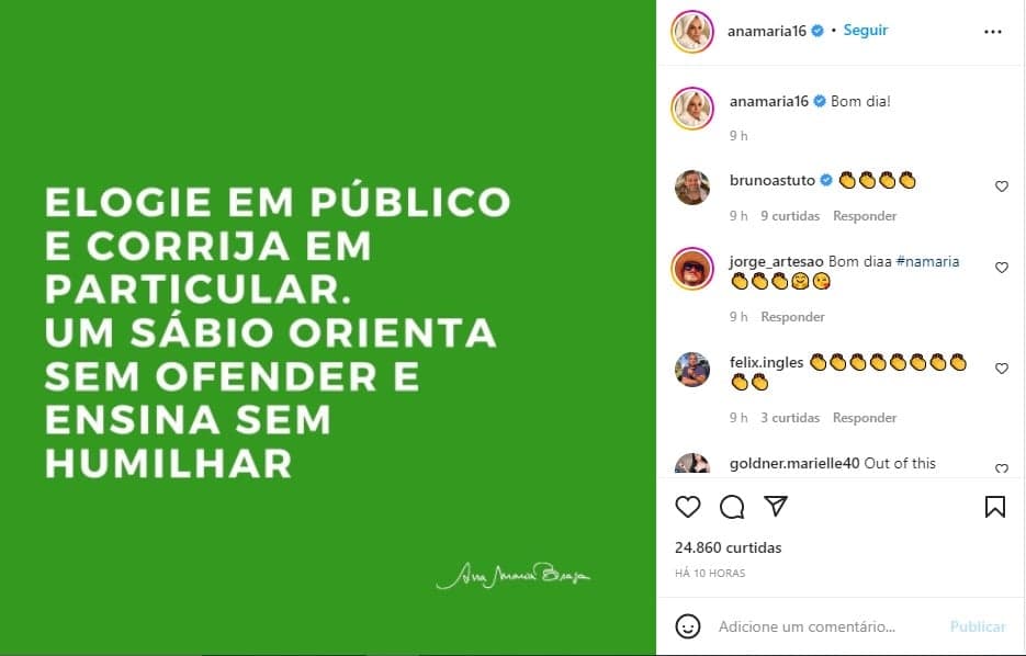 Ana Maria Braga escancara verdade em textão - Foto: Reprodução Ana Maria Braga escancara verdade em textão - Foto: Reprodução