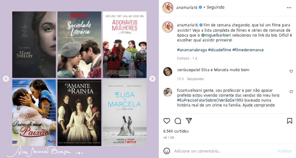Ana Maria Braga sugeriu romance lésbico aos seus seguidores (Foto: Reprodução) Ana Maria Braga sugeriu romance lésbico aos seus seguidores (Foto: Reprodução)