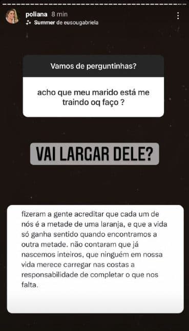 Poliana Rocha, esposa de Leonardo, deu conselho para mulher (Foto: Reprodução/ Instagram)