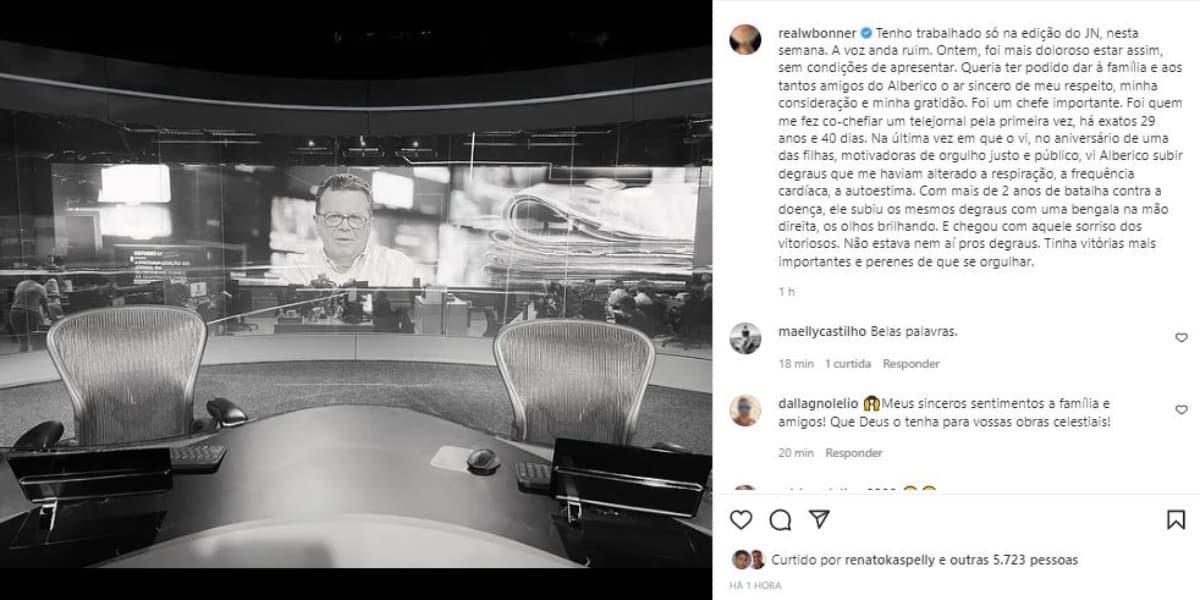 William Bonner lamentou morte nas redes sociais (Foto: Reprodução/Instagram)