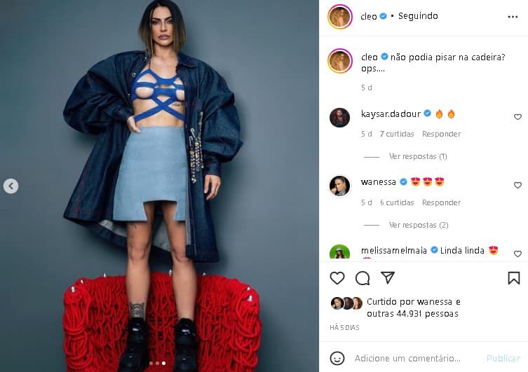 Cleo voltou a surpreender com um clique ousado (Foto: Reprodução)