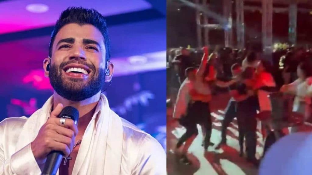 Gusttavo Lima lida com pancadaria em meio a show e vídeo desesperador mostra mulher arregaçada no chão