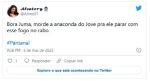 Jove (Jesuita Barbosa) ao ficar nu diante de Juma (Alanis Guillen) em 'Pantanal' deixou a web em polvorosa (Foto: Reprodução / Twitter) Jove (Jesuita Barbosa) ao ficar nu diante de Juma (Alanis Guillen) em 'Pantanal' deixou a web em polvorosa (Foto: Reprodução / Twitter)