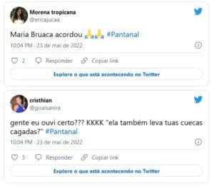 Internautas vibraram com virada de Maria Bruaca (Isabel Teixeira) em Pantanal (Foto: Reprodução / Twitter) Internautas vibraram com virada de Maria Bruaca (Isabel Teixeira) em Pantanal (Foto: Reprodução / Twitter)