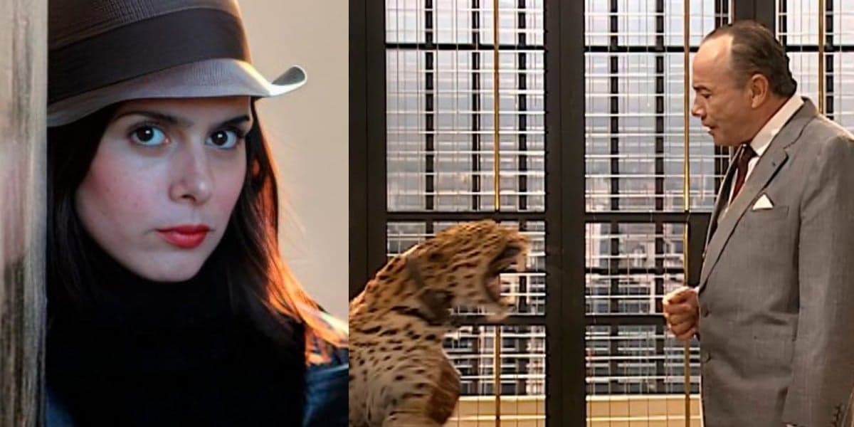 A atriz Priscila Gontijo foi atacada por onça em cena com Stênio Garcia (Foto: Reprodução/TV Globo)