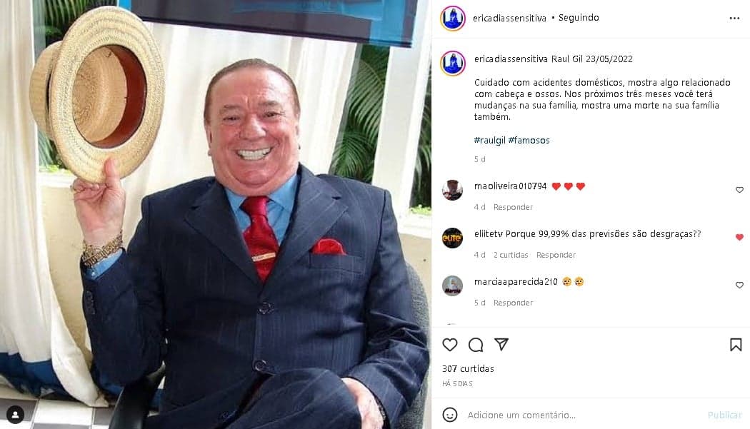 Raul Gil recebeu alerta de sensitiva (Foto: Reprodução)