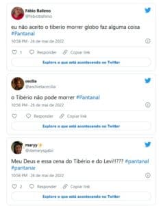 Telespectador da novela calmou na web para que Tibério não morra (Foto: Reprodução / Twitter) Telespectador da novela calmou na web para que Tibério não morra (Foto: Reprodução / Twitter)