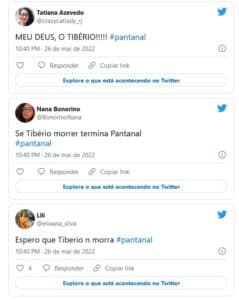 Público de Pantanal se comoveu com facada de Tibério (Guito) (Foto: Reprodução / Twitter) Público de Pantanal se comoveu com facada de Tibério (Guito) (Foto: Reprodução / Twitter)