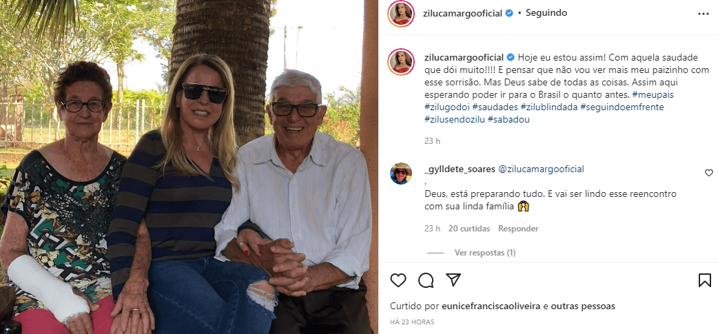 Zilu ao lado dos pais (Foto: Instagram) 
