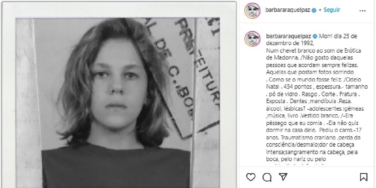 Publicação de Bárbara Paz (Foto: Reprodução/ Instagram)